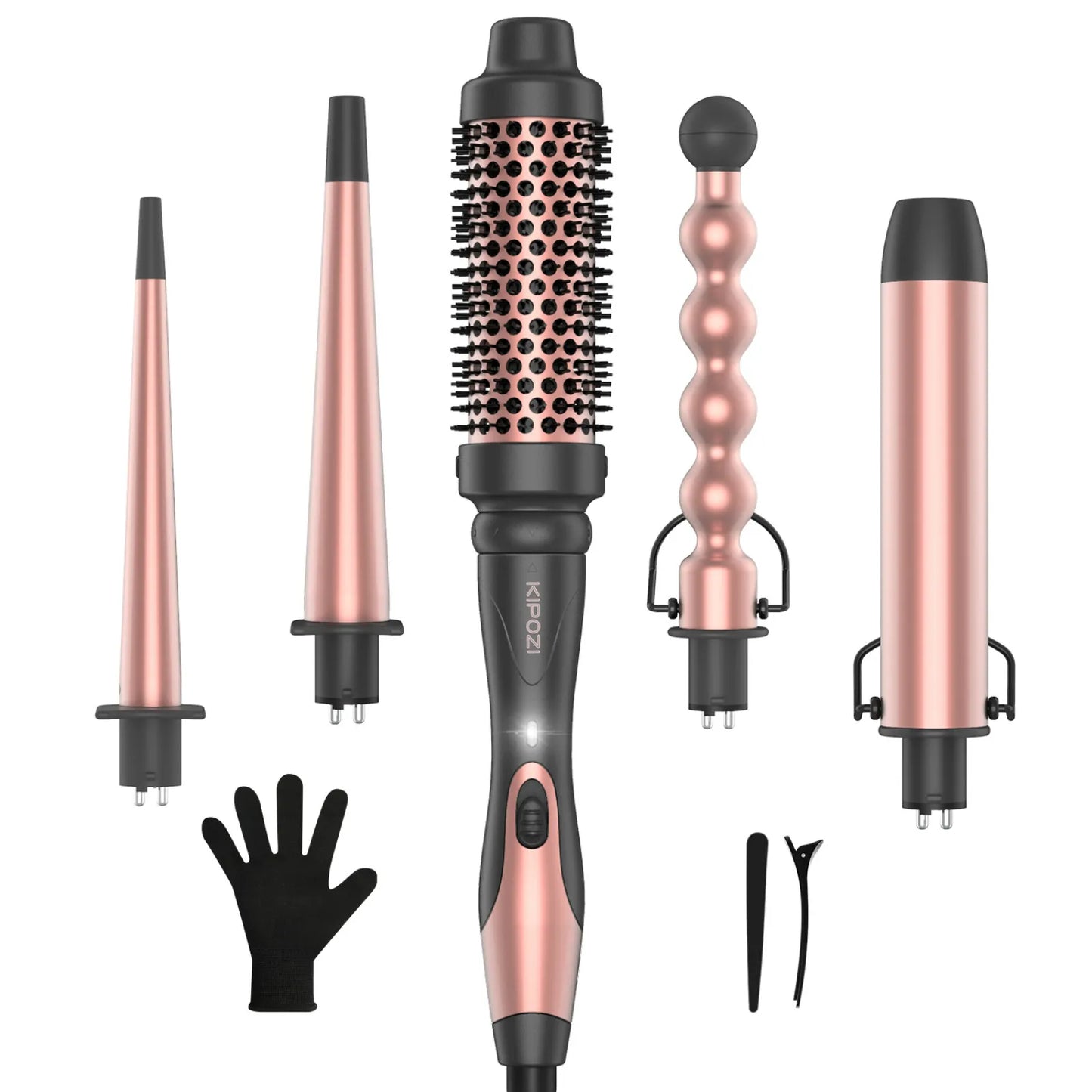 KIPOZI 5 In 1 Curling Iron And Ceramic Barrels Pro