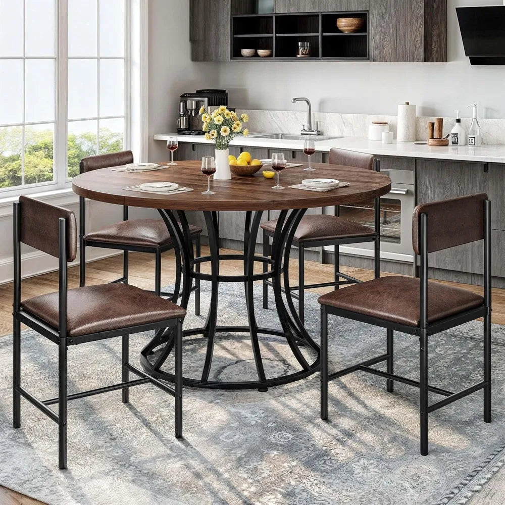 Modern Upholstered Dining Chairs 4 With Leather And Metal Legs