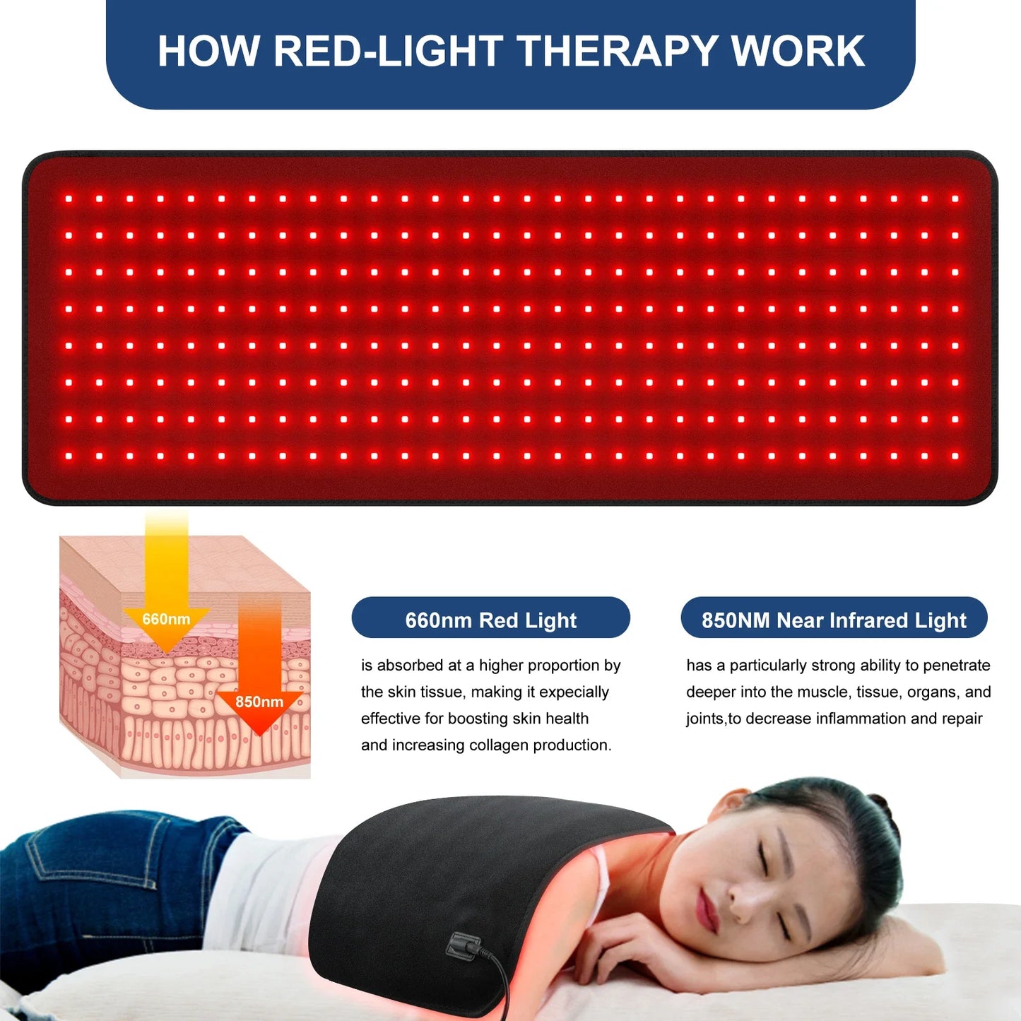 HLKGO Near Infrared Light Therapy Mat for Deep Healing
