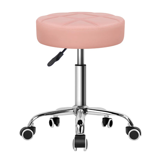 KKTONER Round Rolling Stool Chair PU Leather Height Adjustable Swivel