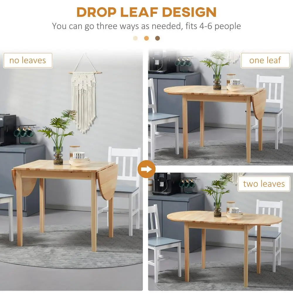 DUTRIEUX Solid Wood Folding Dining Table Drop Leaf Compact