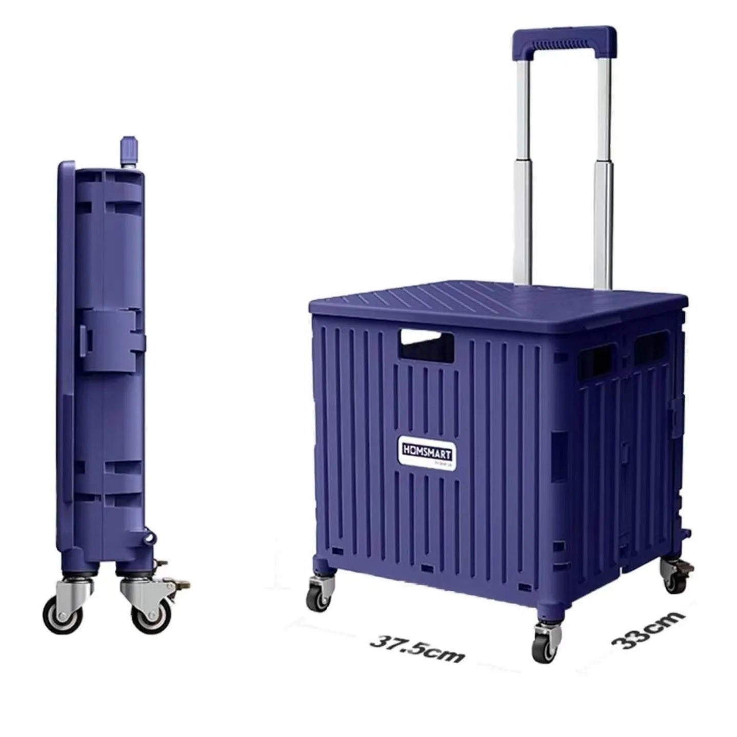 Foldable shopping cart with extendable handle and wheels, foldable multi-function storage cart