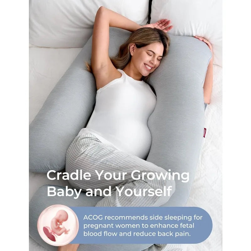 Pregnancy Pillow With Cooling Cover U Shaped Full Body Support