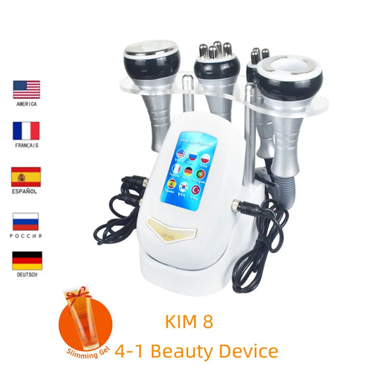 Four-in-one ultrasonic slimming and beauty instrument, 40K beauty massage instrument, skin tightening and lifting vacuum suction