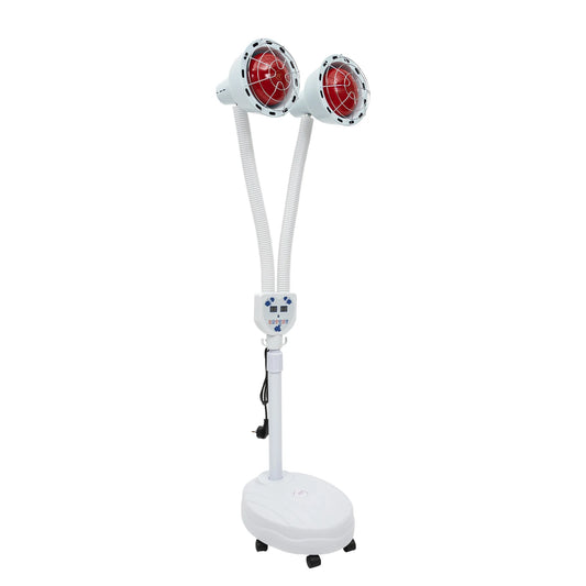 YIYIBYUS 275 W Double head Electric Infrared Therapy Lamp 360° Adjustable Temperature Heat Lamp with 6 Universal Wheels
