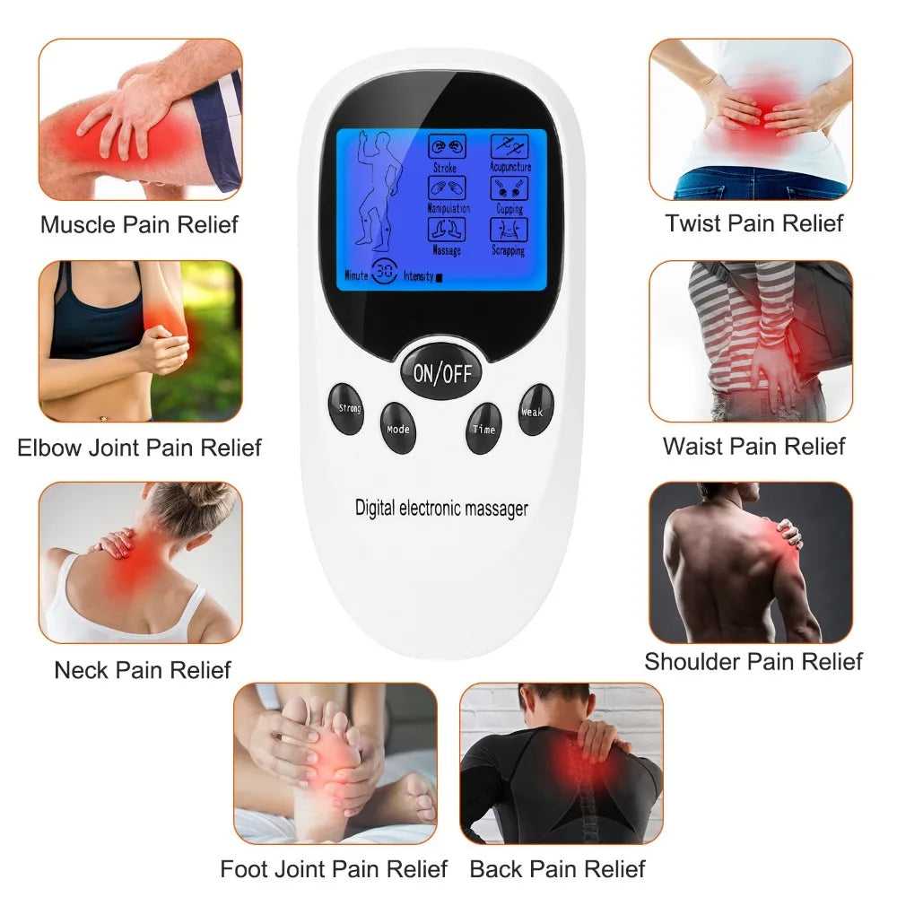 Electric Muscle Stimulator Dual Channel Tens Device With Electrodes