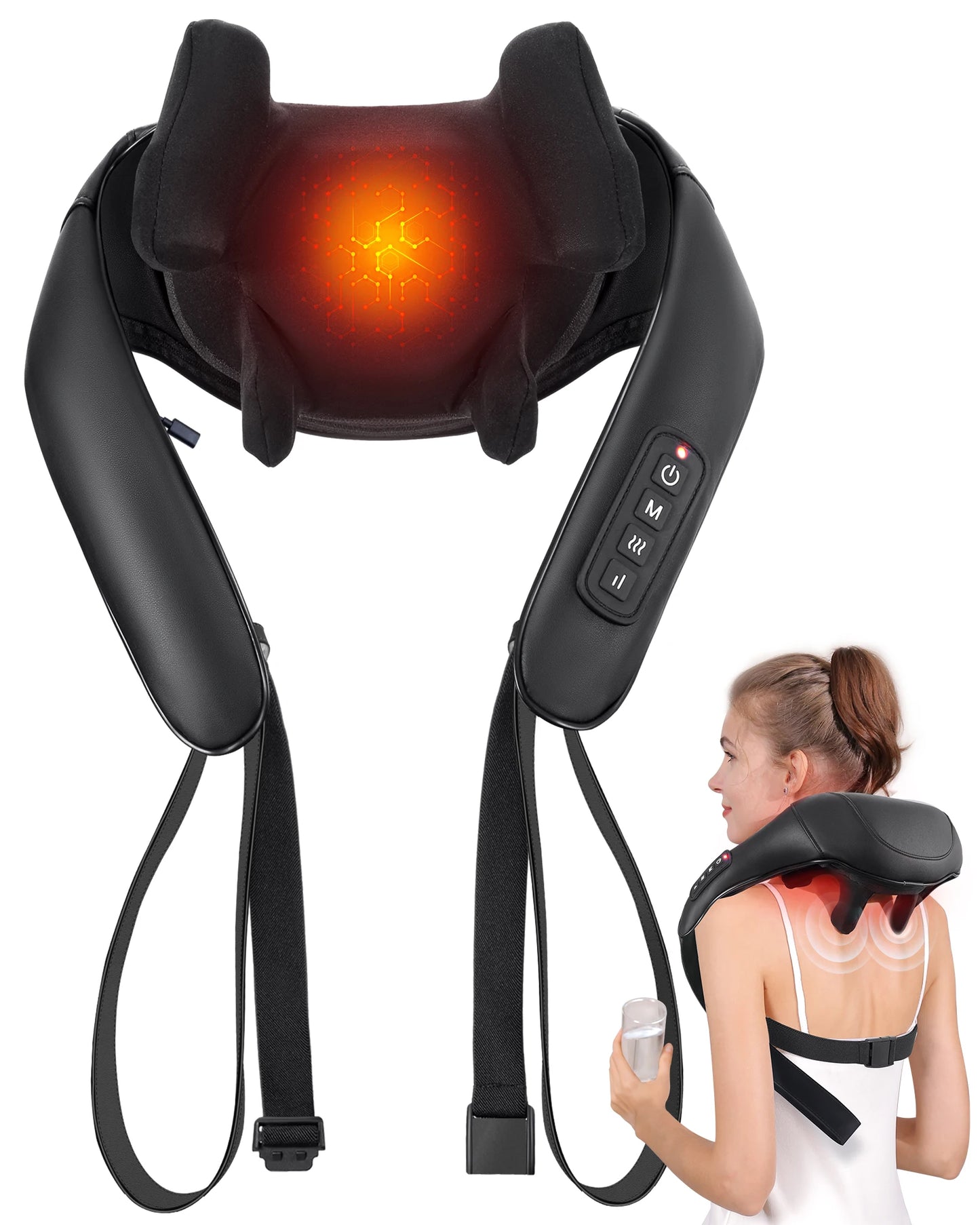 MASGREE Shiatsu Back Neck Massager Cordless Shoulder Massager With Heat
