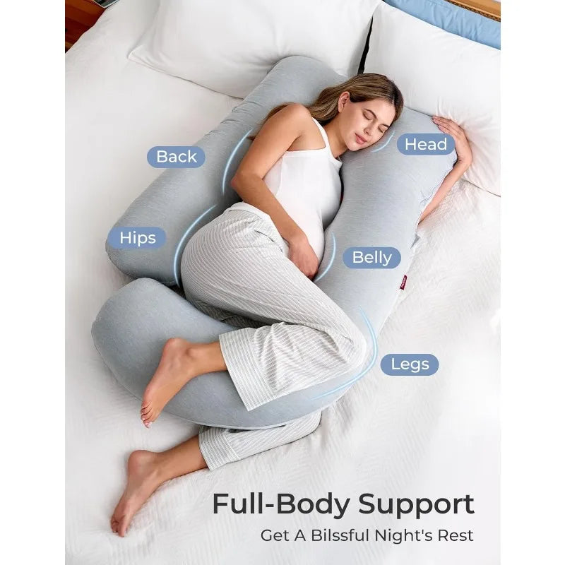 Pregnancy Pillow With Cooling Cover U Shaped Full Body Support