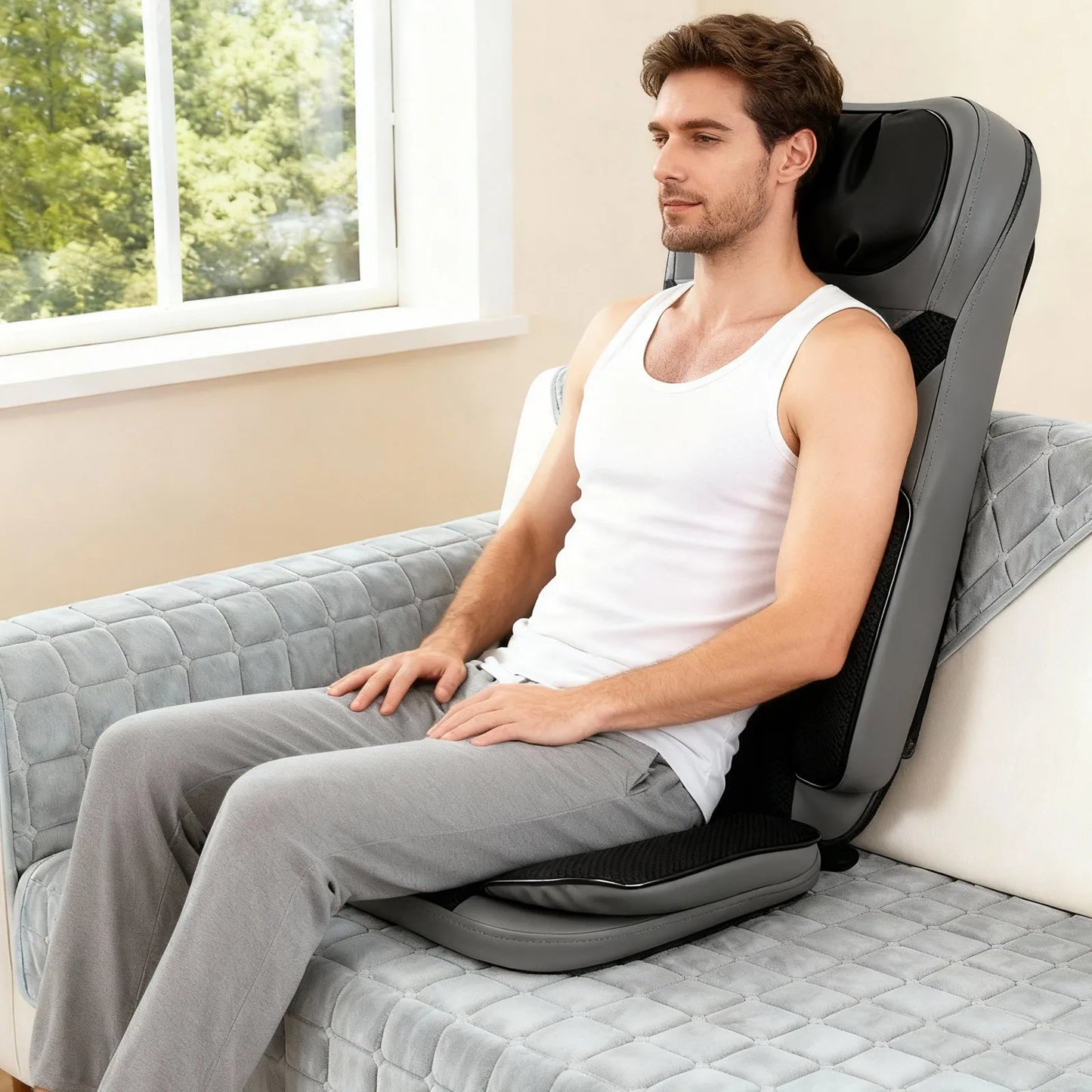 Heated Massage Cushion 5-In-1 Back Massager Pad Shiatsu Vibration