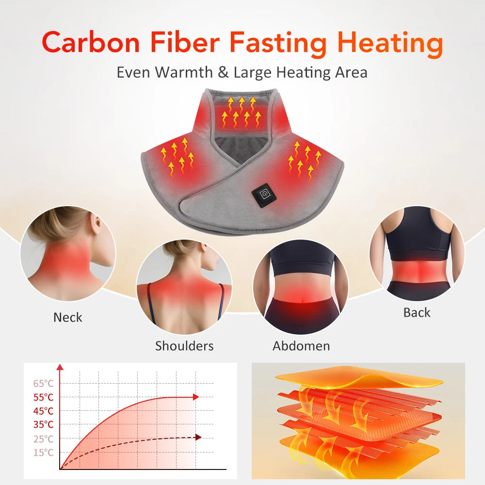 PASTSKY Electric Heating Shoulder Neck Pad Cervical Wrap
