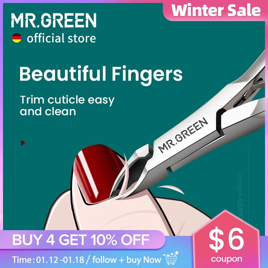 MR.GREEN Cuticle Nippers Nail Manicure Cuticle Scissors Clippers Trimmer Dead Skin Remover Pedicure Stainless Steel Cutters Tool
