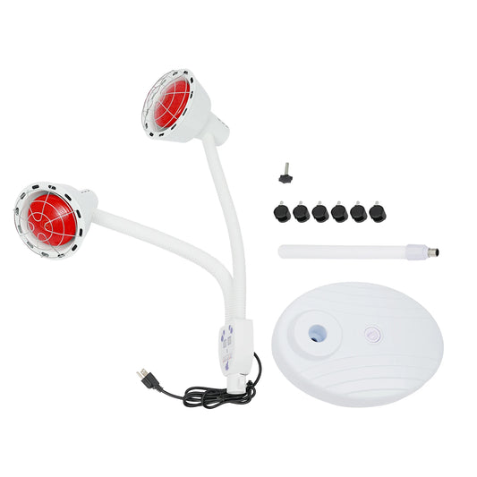 275W Two-headed Infrared Heat Lamp, Adjustable Beauty Timer Light, 360° Rotatable Health Care Heating Lamps
