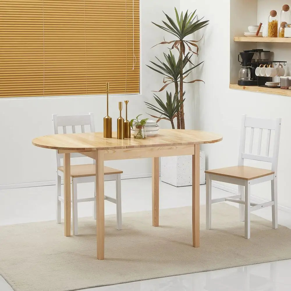 DUTRIEUX Solid Wood Folding Dining Table Drop Leaf Compact