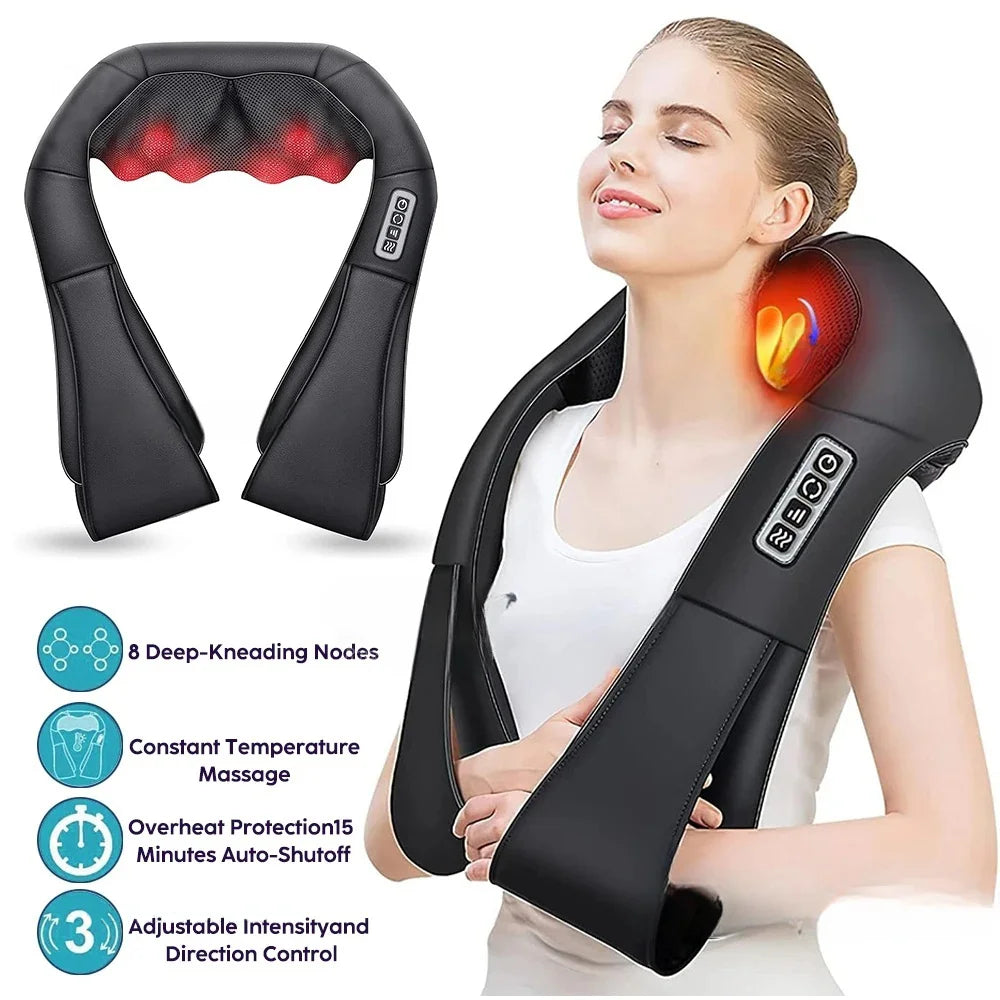 HOMEFISH Shiatsu Neck and Shoulder Massager U Shape Heated
