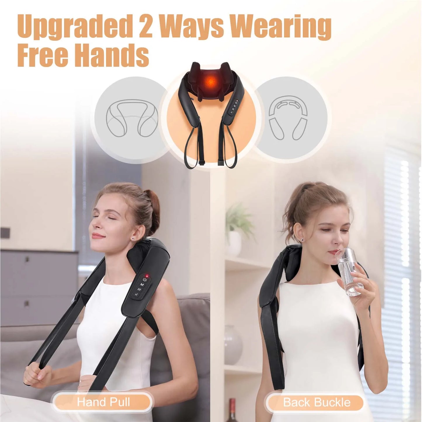 MASGREE Shiatsu Back Neck Massager Cordless Shoulder Massager With Heat